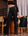 Women's high-waisted elastic black flare jeans with slim fit and butt-lifting denim design - S / Bottoms / Black