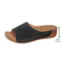 Sandalo zeppa nero da donna con fiore, tacco 4,6 cm, calzatura estiva a punta aperta - 36 / Zeppa (Ruixiang&1566) / Nero