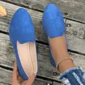 Eleganti ballerine in camoscio blu reale per donna con comodo design slip-on e punta tonda - Blu zaffiro