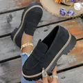 Stylish black matte platform loafers for women featuring a durable chunky rubber sole - 36 / Black