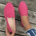 Mocassini piatti in finta pelle scamosciata rosa acceso per donna con punta arrotondata - 36 / Rosso rosa