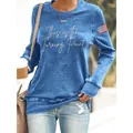 Vintage blue women's crewneck sweatshirt with 'Turning Point' print and flag patch - S / Tops / Blue