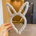 Bandeau mignon oreilles de lapin en peluche grise pour le lavage du visage et soins - 17# Bandeau Oreilles de Lapin en Peluche Gris