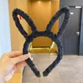 Bandeau mignon à oreilles de lapin en peluche noire pour le lavage du visage quotidien - 16# Bandeau Oreilles de Lapin en Peluche Noir
