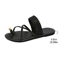 Sandales plates tressées noires avec détail doré et semelle fine de 1,0 cm - 36 / Style Anneau d'Orteil Tressé (333) / Noir