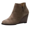 Stylish brown suede wedge ankle boots for women with comfortable non-slip sole - 35 / Coffee