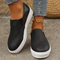 Chaussures à enfiler noires scintillantes pour femmes avec semelle plateforme blanche épaisse - 36 / Noir