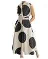 Summer fashion sleeveless V-neck maxi dress with classic large black polka dot pattern - XS / Dresses / Apricot Large Black Dots