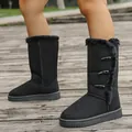 Détail de bottes de neige noires pour femmes avec boucles en corne et doublure - 36 / Noir
