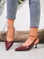 Κομψές μπορντό γόβες slingback με μυτερή μύτη και γυαλιστερό φινίρισμα λουστρίνι. - Μπορντό