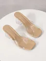Sandales à talons hauts à bride transparente nude avec talon cristal épais et clair - 35 / Abricot