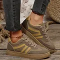 Retro GAT-sneakers voor dames met kleurblokontwerp en comfortabele platte rubberen zool. - 36 / Khaki Kleurblok