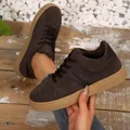 Vintage style dark brown sneakers with gum soles, comfortable casual walking shoes for women - 36 / Brown
