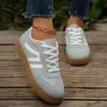Vintage light blue women's German army style sneakers with gum sole and white stripes - 36 / Blue