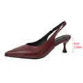 Escarpins slingback en cuir verni bordeaux avec talon de 6 cm - 35 / Bordeaux