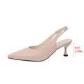 Escarpins slingback élégants en cuir verni nude avec talon kitten de 6 cm et bout pointu - 35 / Rose Abricot