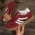 Retro rode damessneakers met luipaardprint en witte strepen voor sporten - 36 / Rood