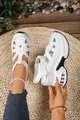 Stylish white closed-toe platform sandals for women featuring Velcro straps and Korean design - 35 / Closed Toe Platform Sandals (D28) / White
