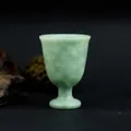 Elegant natural green Lantian jade goblet wine cup featuring unique cloudy stone texture - Natural Green Texture Style (04k)