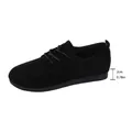 Classic black suede casual flat shoes for women with a comfortable 2 cm heel height - 35 / Matte Lace-up Casual Style / Black