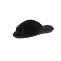 Pantuflas de felpa negra para mujer con elegante diseño cruzado para mayor confort - Correas cruzadas / Negro / 40-41
