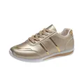 Scarpe sportive metallizzate oro champagne da donna con design traspirante e suola piatta - 35 / Oro