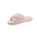 Zapatillas de casa rosas de piel sintética con tiras cruzadas, calzado cómodo. - Correas cruzadas / Rosa / 40-41