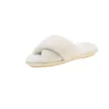 Zapatillas de felpa blanca con tiras cruzadas para mujer, cómodas y suaves para casa - Correas cruzadas / Blanco Roto / 40-41