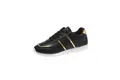 Sneakers nere da donna alla moda con accenti dorati metallici e suola bianca a contrasto - 35 / Nero