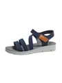 Comfortable navy blue retro cross-strap flat sandals with brown leather detail for women - 36 / Blue