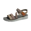 Comfortable brown cross-strap flat Roman sandals with thick grey sole for women - 36 / Khaki