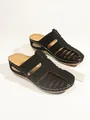 Stylish black closed-toe mules with hollow-out design and platform sole for women - 36 / Black