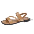 Elegante khaki Damen-Flachsandalen im römischen Stil mit 2,5 cm Absatz und elastischem Band - 35 / Khaki