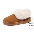 Stylish women's brown snow boots with white fur trim and a 3.0cm flat thick sole - 36 / Camel