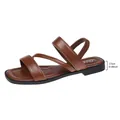 Klassische braune Damen-Sandalen mit elastischem Riemen und einer 2,5 cm Absatzhöhe. - 35 / Dunkelbraun