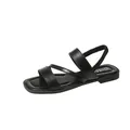 Klassische schwarze flache Römersandalen mit elastischem Fersenriemen - 35 / Schwarz
