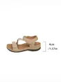 Comfortable beige women's sport sandals with velcro straps and 4cm platform sole - Beige