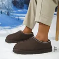 Pantuflas de invierno marrón con suela de 3 cm en escena de nieve - 36 / Café