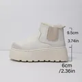 Cream platform snow boots with 6cm thick sole and cozy faux fur lining inside - 36 / White