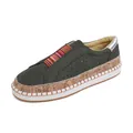 Λεπτομερής προβολή λαδί παπουτσιών slip-on με διάτρητο πάνω μέρος και ριγέ σχέδιο - 35 / Πράσινο