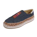 Γυναικεία casual παπούτσια slip-on σε ναυτικό μπλε με διάτρητες λεπτομέρειες - 35 / Μπλε