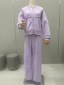 Ensemble de survêtement en polaire deux pièces lavande avec sweat à capuche zippé et pantalon - S / Haut Et Bas / Mauve Clair