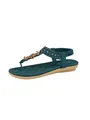 Detailed side view of teal bohemian flat sandal with sparkling rhinestones - 38 / Dark Green