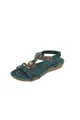 Bohemian dark green flat sandal featuring handmade beads and exquisite rhinestone details. - 38 / Dark Green