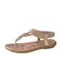 Elegant rose gold bohemian T-strap flat sandals with elastic back strap for women - 36 / Camel