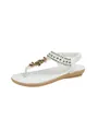 White Bohemian flat sandals featuring sparkling rhinestones and an elastic heel strap - 38 / Ivory