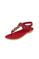 Red Bohemian flat sandals with sparkling rhinestones and floral accents for women - 38 / Red