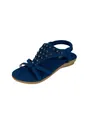 Sandalias planas bohemias azules con bordado de flores de pedrería - 38 / Navy Style B