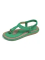 Elegantes sandalias planas de estilo bohemio en color verde con una cómoda tira elástica. - Verde