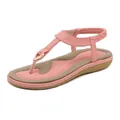 Sandalias bohemias rosas para mujer con suelas planas suaves y correas elásticas posteriores - Rosa
